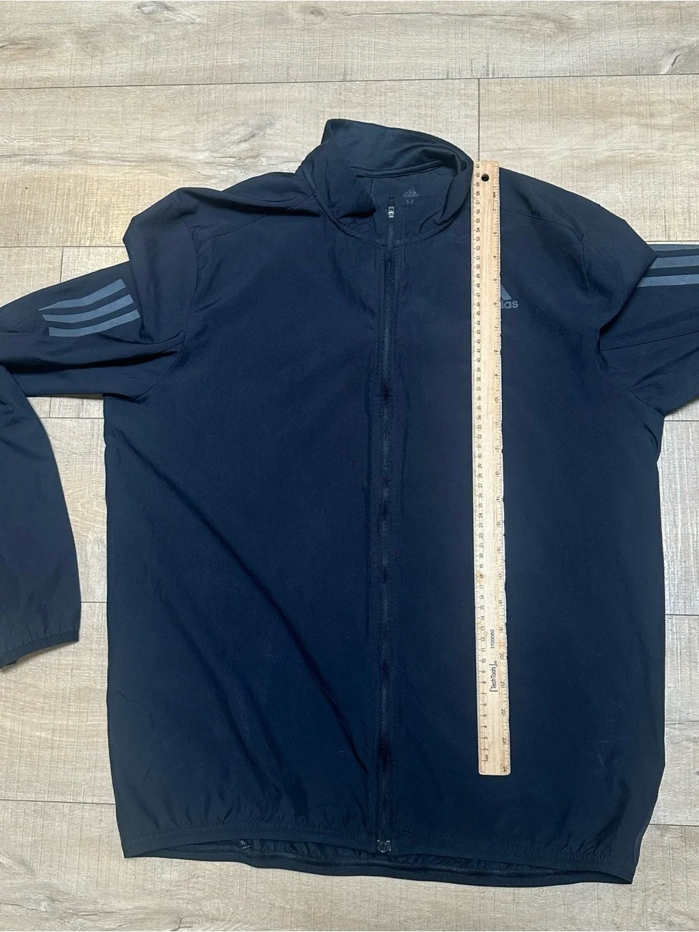 adidas Black Full-Zip Performance Jacket with Reflective Stripes